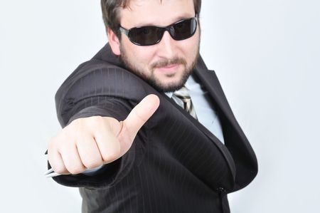 Young attractive businessman on white backgroundの写真素材