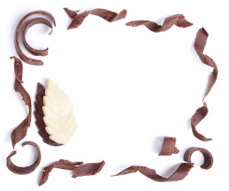Chocolate, table, pieces, on white backgroundの写真素材