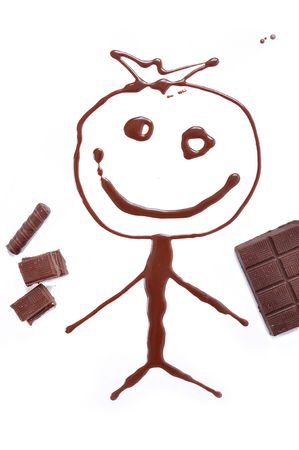 Writing and painting with chocolateの写真素材