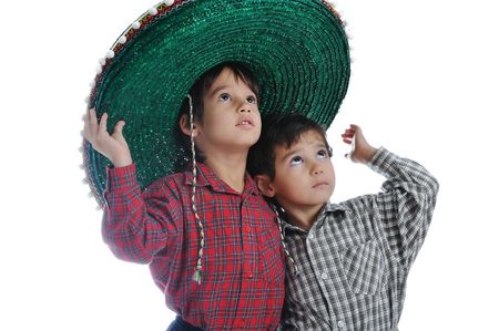 Cute kid with mexican hat on headの写真素材