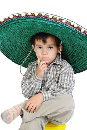 Cute kid with mexican hat on headの写真素材