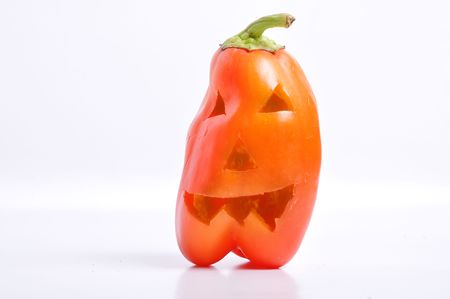 Funny paprika instead of pumpkinの写真素材