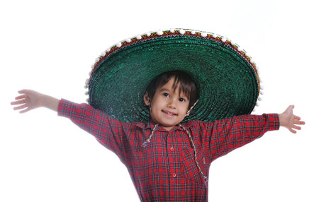 Cute kid with mexican hat on headの写真素材