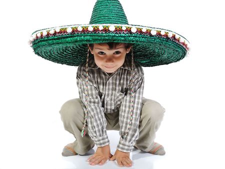 Cute kid with mexican hat on headの写真素材