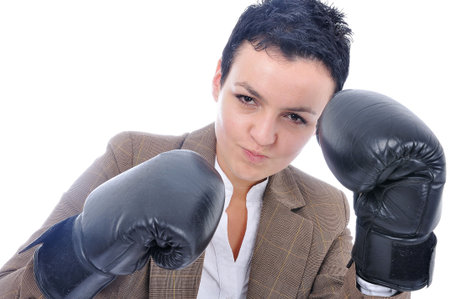 Attractive sexy woman with boxing gloves
