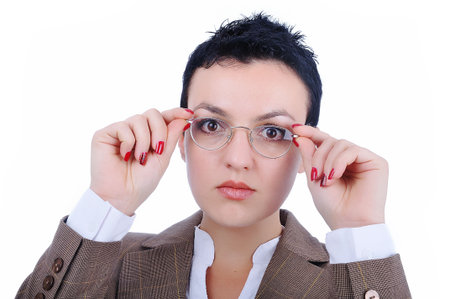 Attractive sexy woman with glasses on eyes
