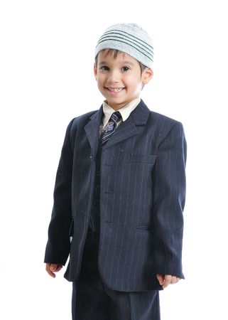 Muslim little cute kid with hat, isolatedの写真素材