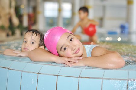 Children on poolの写真素材