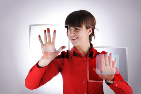 Girl with digital buttons 