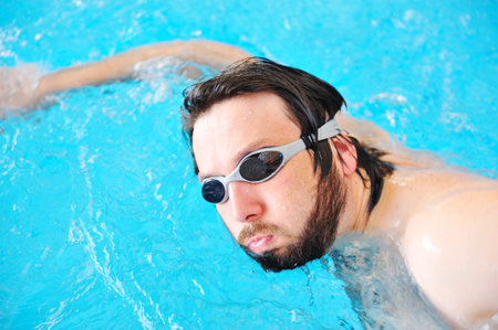 On beautiful pool, summer great time!の写真素材