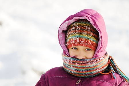 beautiful girl in snow の写真素材