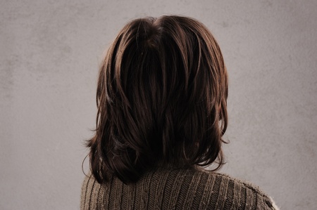 Schoolboy, series of clever kid 6-7 years old, the back, hairの写真素材