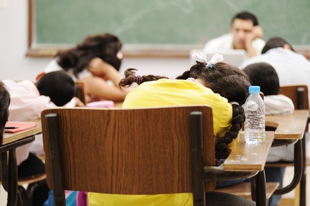 Education activities in classroom at school, sleeping allの写真素材