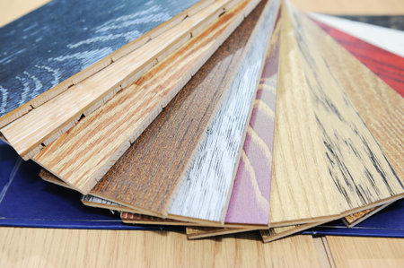 Top samples of various color palette - wooden floor
