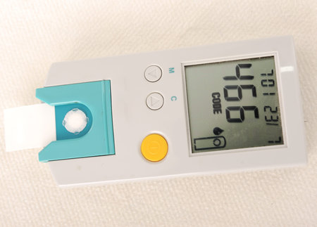 Diabetes patient measuring glucose level blood test