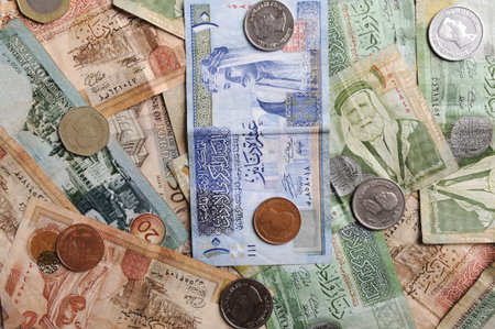 Arabic  banknotes and coins
