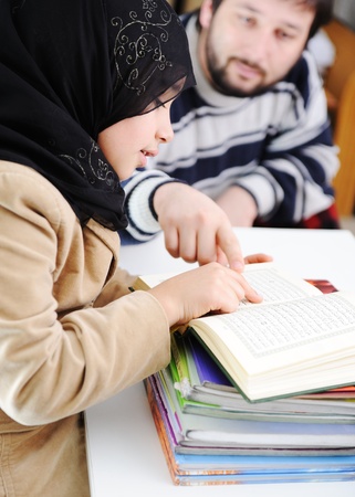 Muslim girl learning, back to schoolの写真素材