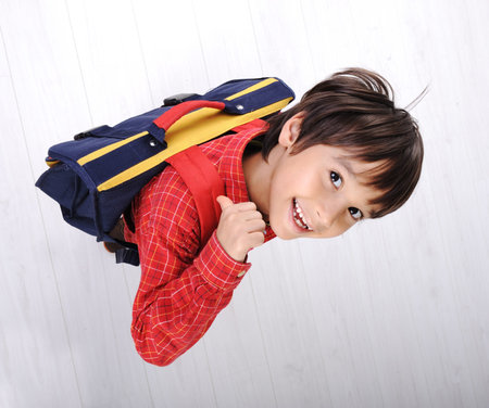School boy with backpack