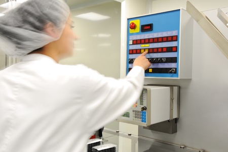 Switch panel at modern factoryの写真素材