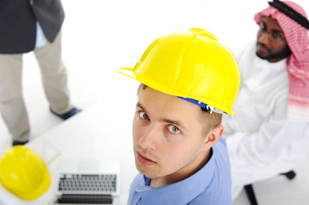 Multicultural group of engineers architects planning for new project