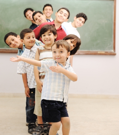 Children at school classroomの写真素材
