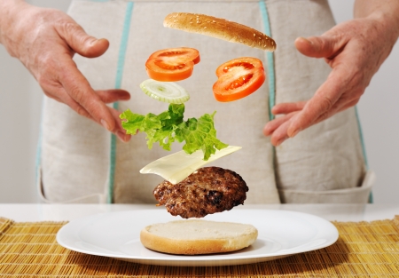 Making burger skillsの写真素材