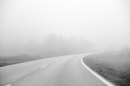 Road in fogの写真素材