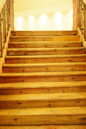 Wooden steps to lightの写真素材