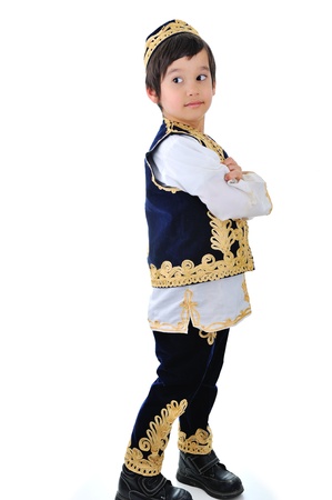 Beautiful middle-eastern child with his arms crossedの写真素材
