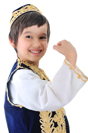 Middle-eastern child showing ofの写真素材