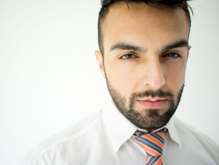 Portrait of attractive man with shirt and tieの写真素材