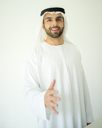 Young Arabic business man hand shaking for new contractの写真素材
