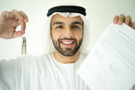 Arabic man making successful dealの写真素材