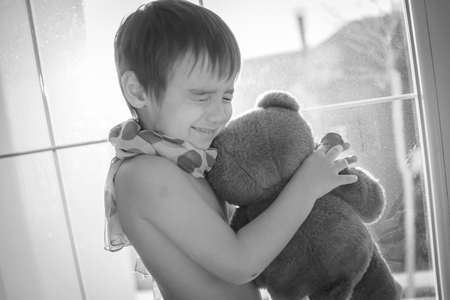 Happy child at homeの写真素材
