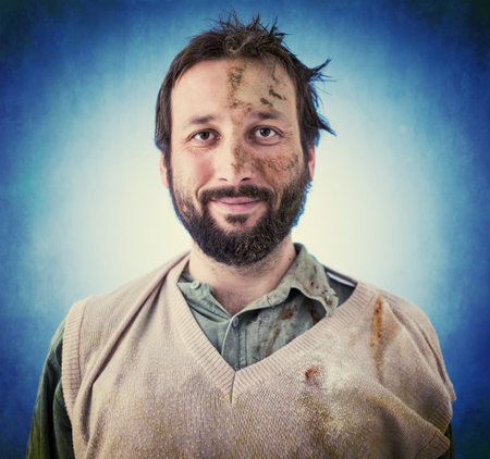 Conceptual artistic face portait photo of a man