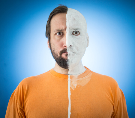 Face in two sides parts of manの写真素材