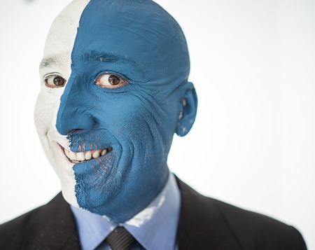 Conceptual artistic face portait photo of a manの写真素材