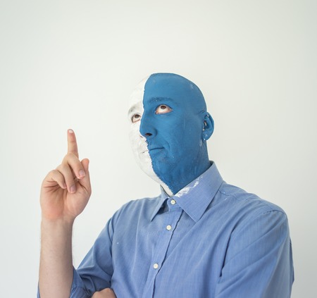 Conceptual artistic face portait photo of a manの写真素材