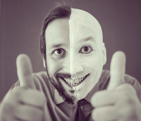 Conceptual artistic face portait photo of a manの写真素材