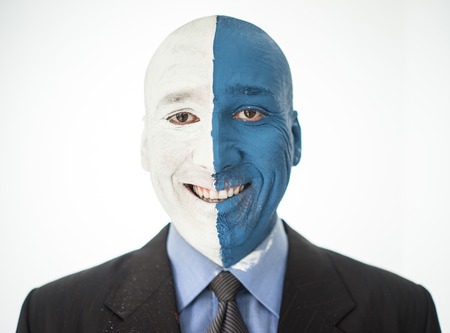 Conceptual artistic face portait photo of a manの写真素材