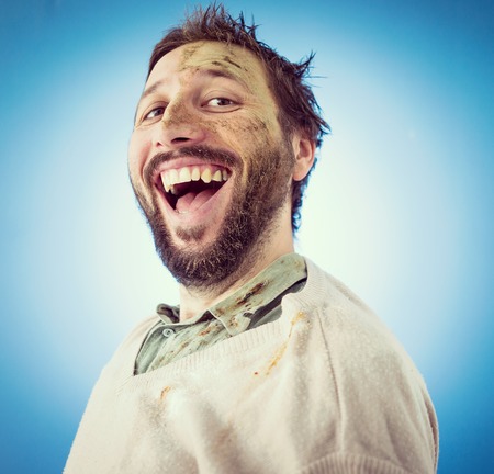 Conceptual artistic face portait photo of a manの写真素材