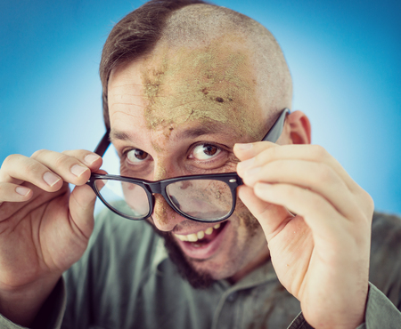 Conceptual artistic face portait photo of a manの写真素材