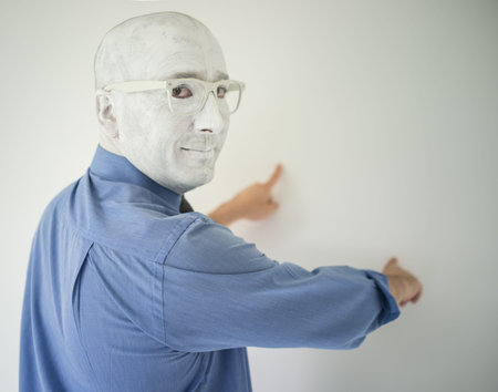 Conceptual artistic face portait photo of a manの写真素材