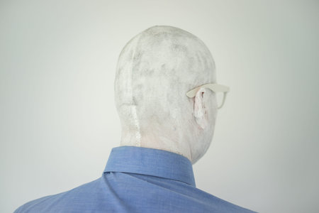 Conceptual artistic face portait photo of a manの写真素材