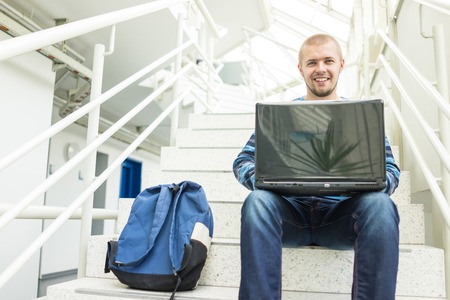 Young student in campus universityの写真素材