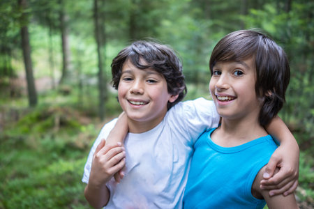 Kids welcome to the forestの写真素材