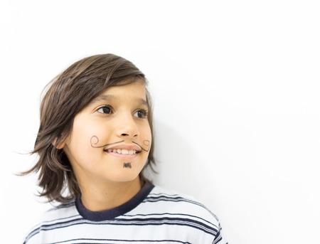 Cute boy with mustache and beard draw paintingの写真素材