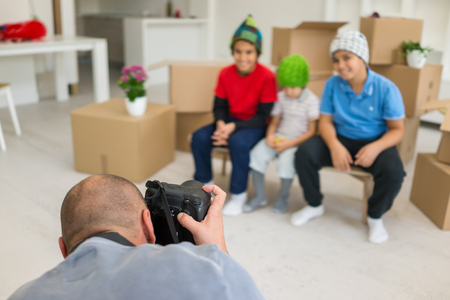 Photoshooting with kids models at studio as new homeの写真素材