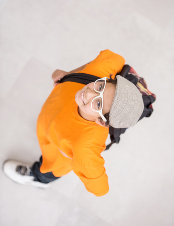 Cute boy posing at homeの写真素材