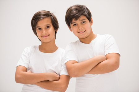 Two happy smiling boysの写真素材